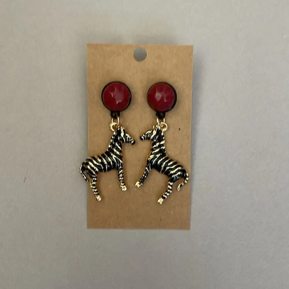 Elegant Gold Zebra Drop Earrings A1220